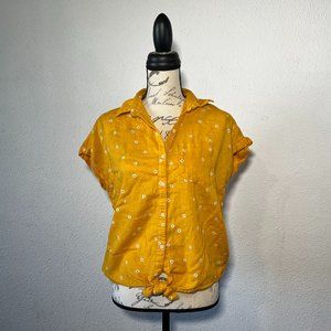 Old Navy Golden Yellow Floral Tie Top
